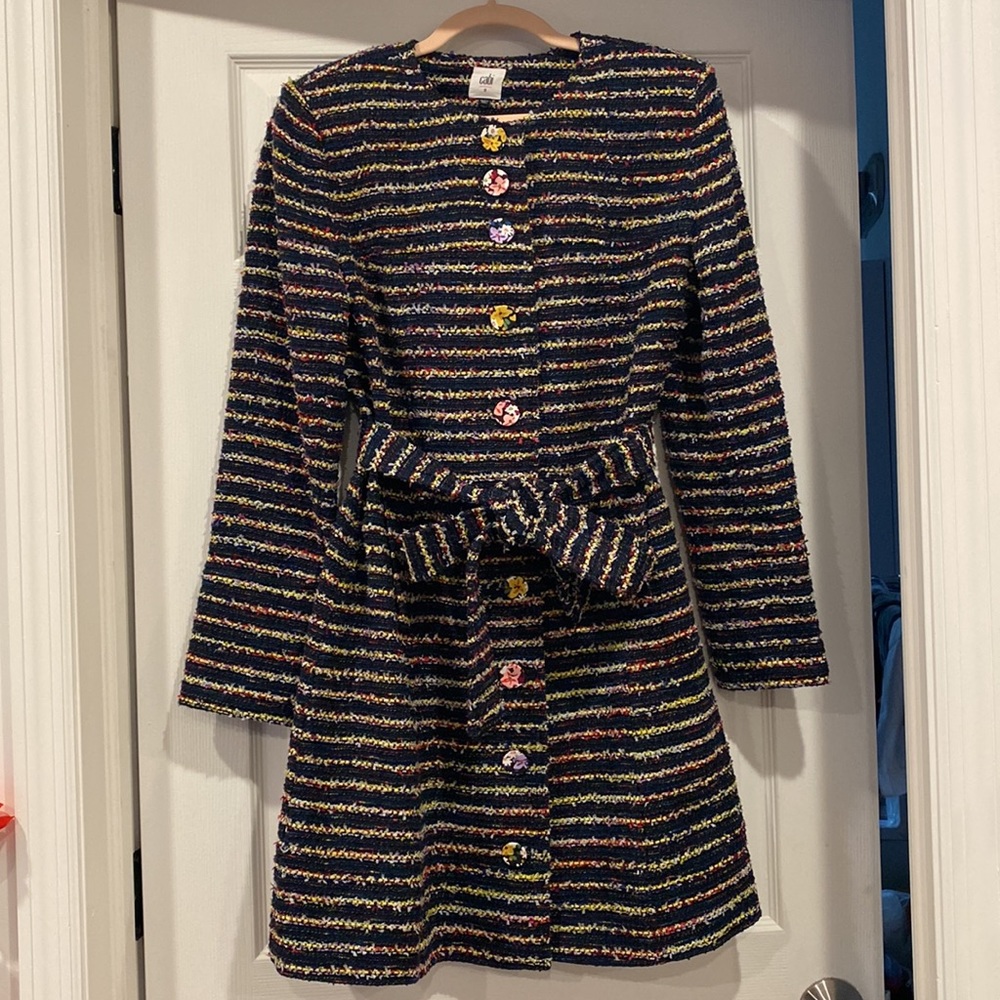 Cabi Navy Blue and Floral detail jacket